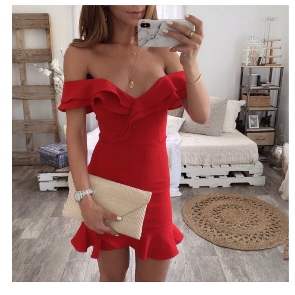 Nora Red Ruffle Dress